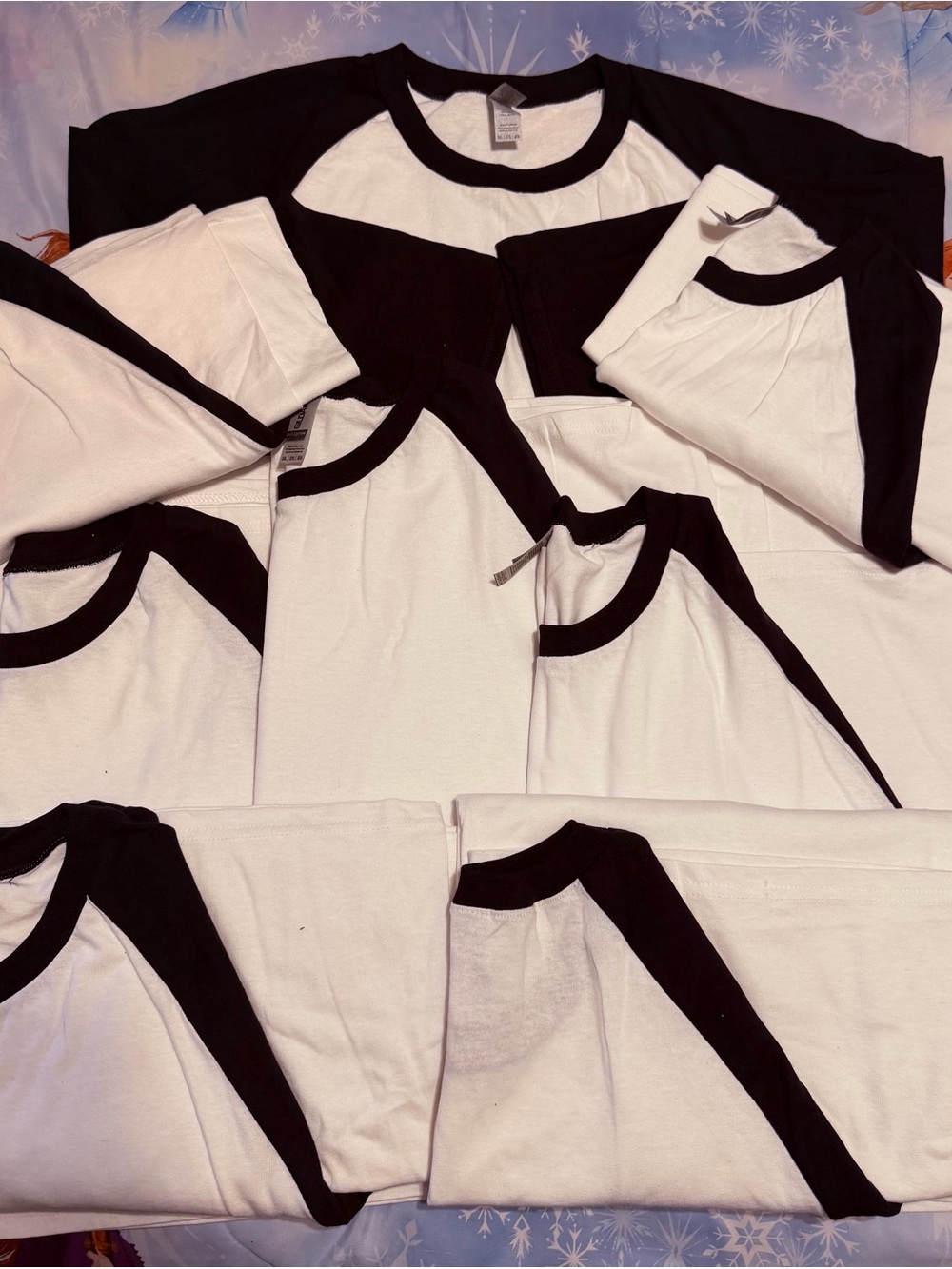 Gildan White Tee Bundle of 8 with Black Ribbed Neck